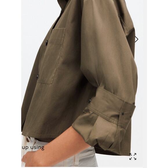 Madewell Top Women's Small Minimalist Button Up Crop Straight-Hem Shirt - Picture 2 of 10